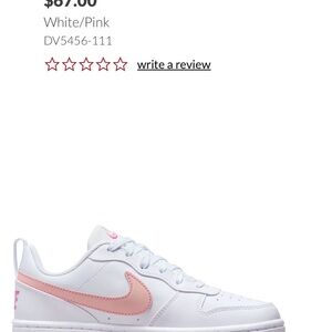 Nike White and Pink Classic Sneakers